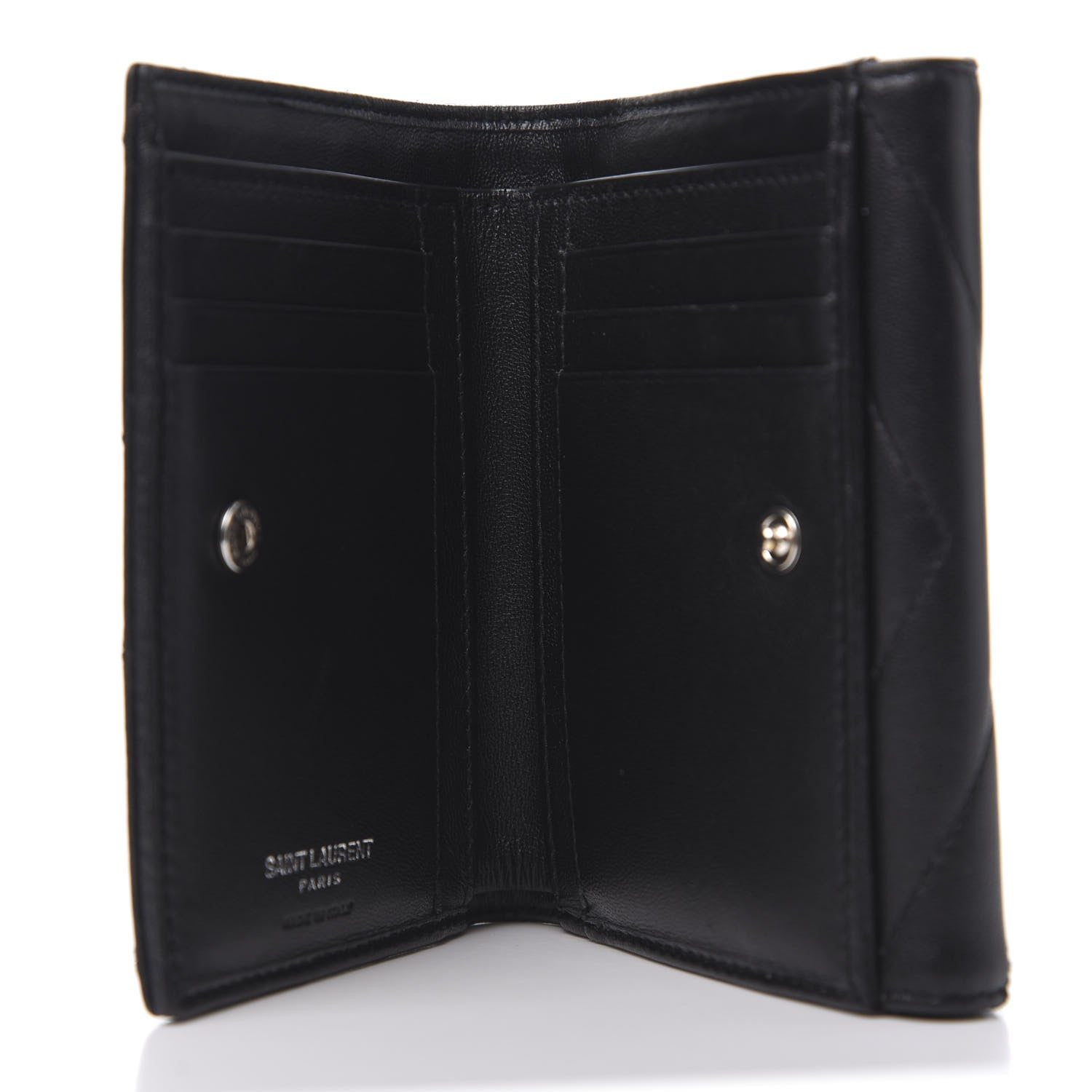 Saint Laurent Lambskin Y Quilted Monogram Compact Loulou Wallet Black 5 of 8
