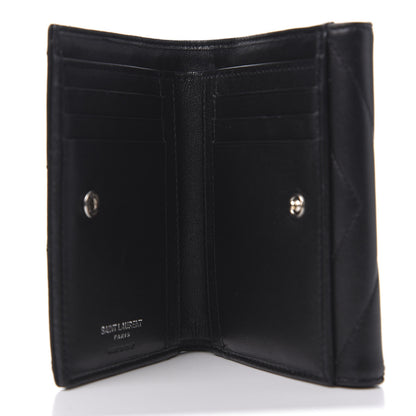 Saint Laurent Lambskin Y Quilted Monogram Compact Loulou Wallet Black 5 of 8