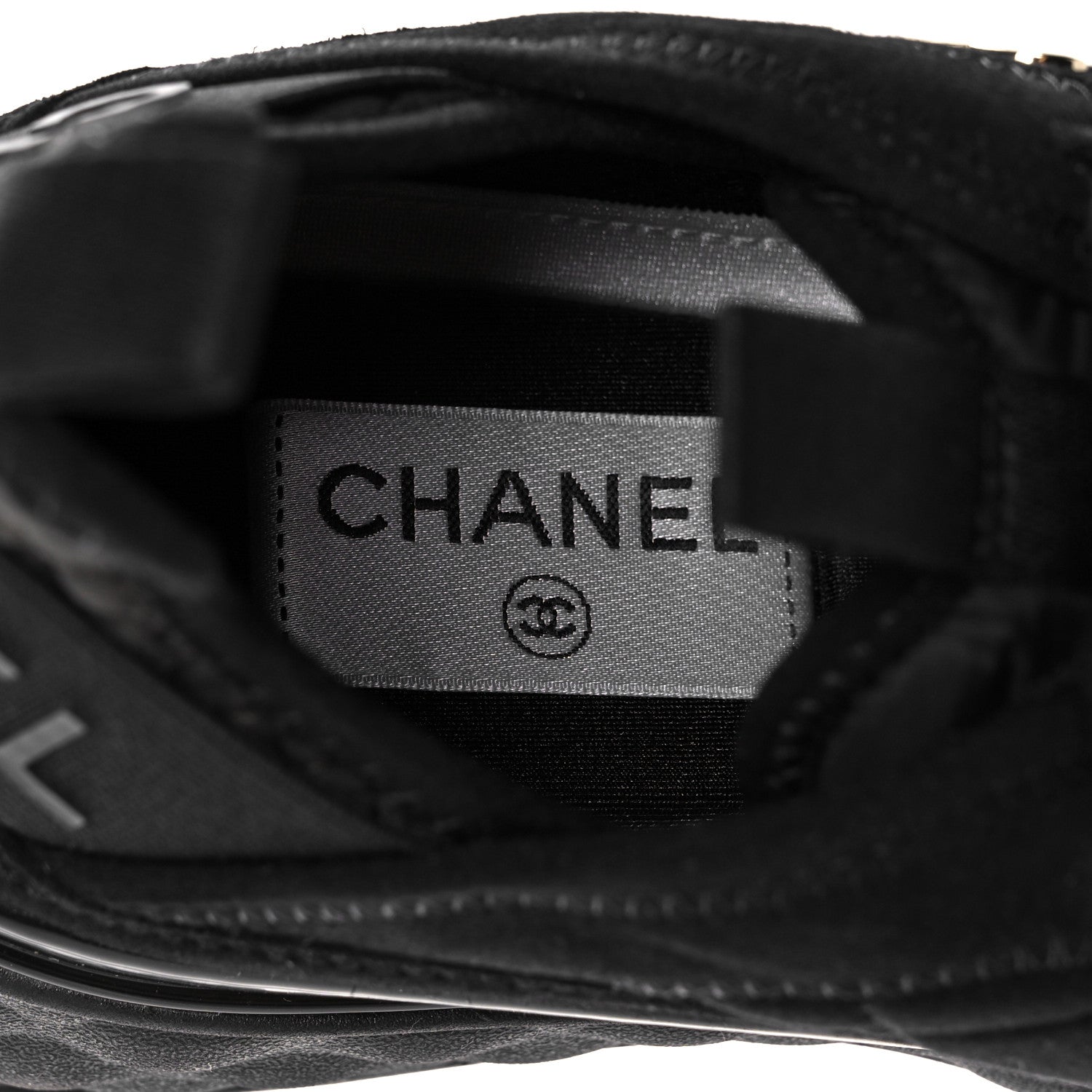 Chanel Suede Calfskin Mixed Fibers CC Sneakers 38 Black 7 of 8