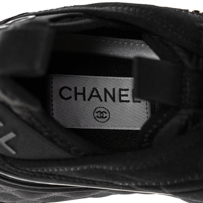 Chanel Suede Calfskin Mixed Fibers CC Sneakers 38 Black 7 of 8