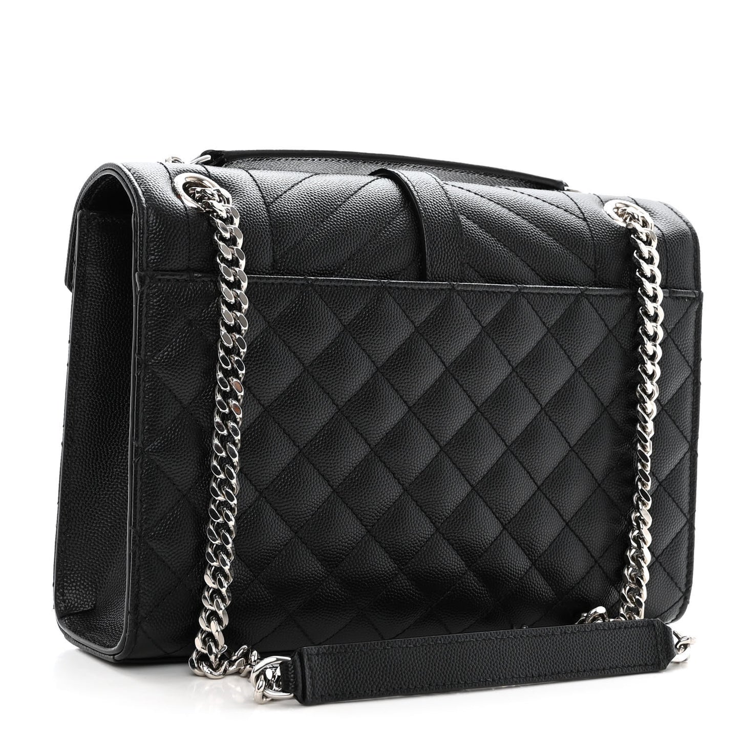 Grain De Poudre Textured Mixed Matelasse Triquilt Medium Monogram Satchel Black