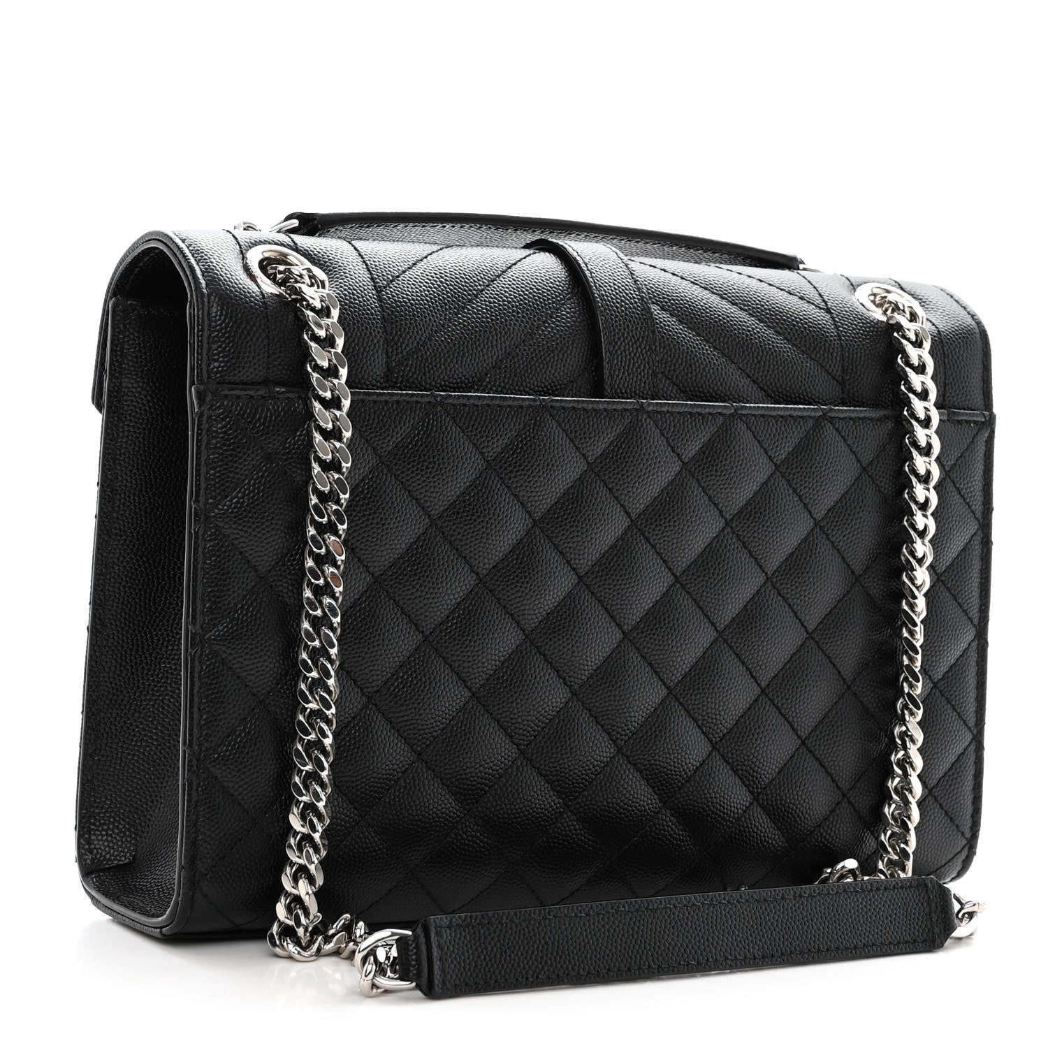 Saint Laurent Grain De Poudre Textured Mixed Matelasse Triquilt Medium Monogram Satchel Black 3 of 9