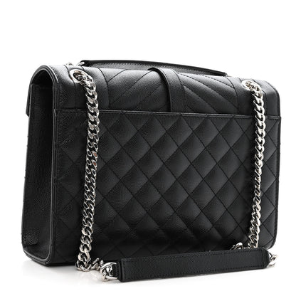 Saint Laurent Grain De Poudre Textured Mixed Matelasse Triquilt Medium Monogram Satchel Black 3 of 9