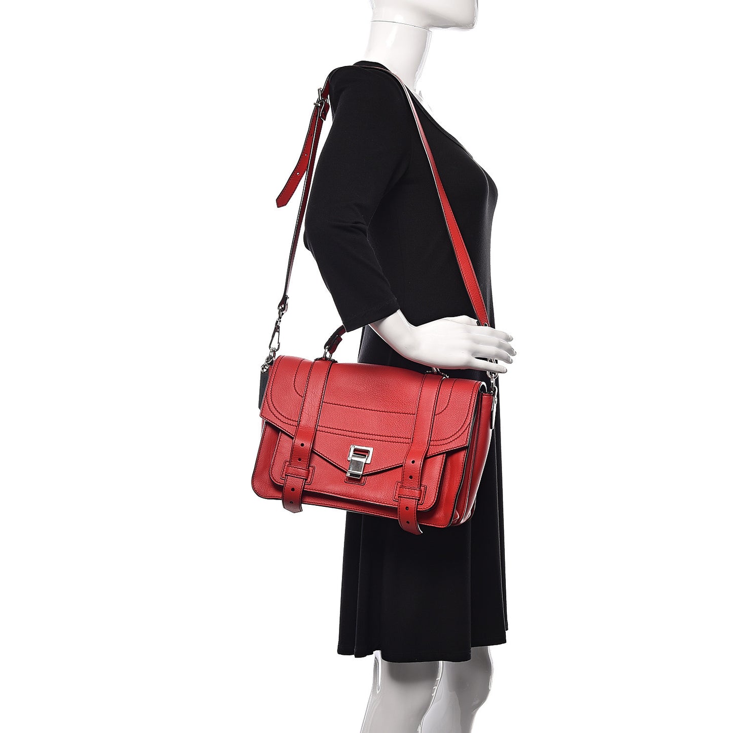 Grained Calfskin Medium PS1 Plus Satchel Cardinal