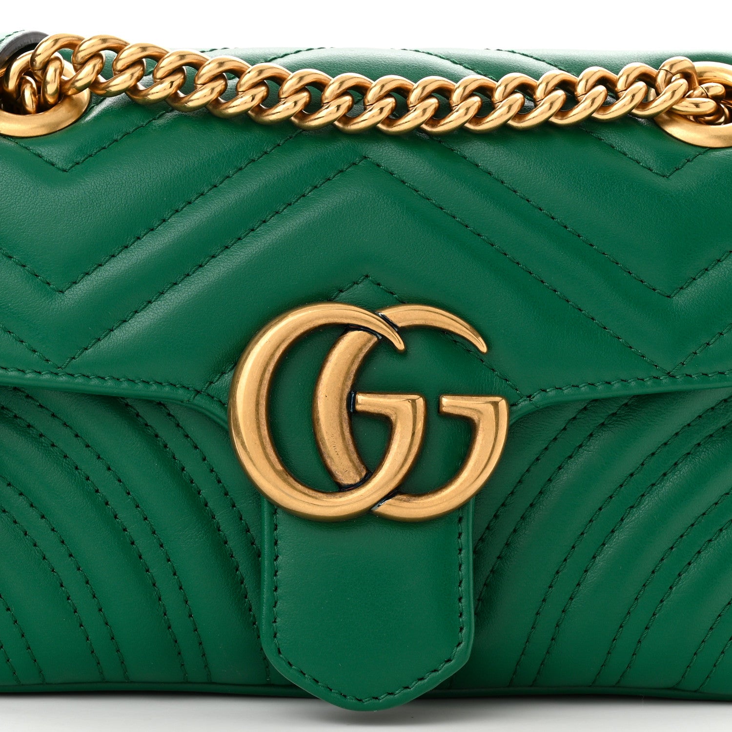 Gucci Calfskin Matelasse Mini GG Marmont Shoulder Bag Emerald Green 8 of 10