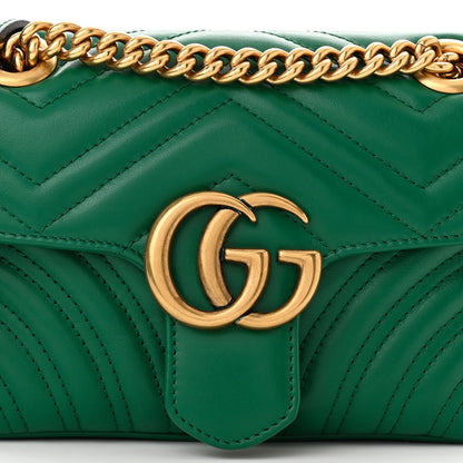 Gucci Calfskin Matelasse Mini GG Marmont Shoulder Bag Emerald Green 8 of 10