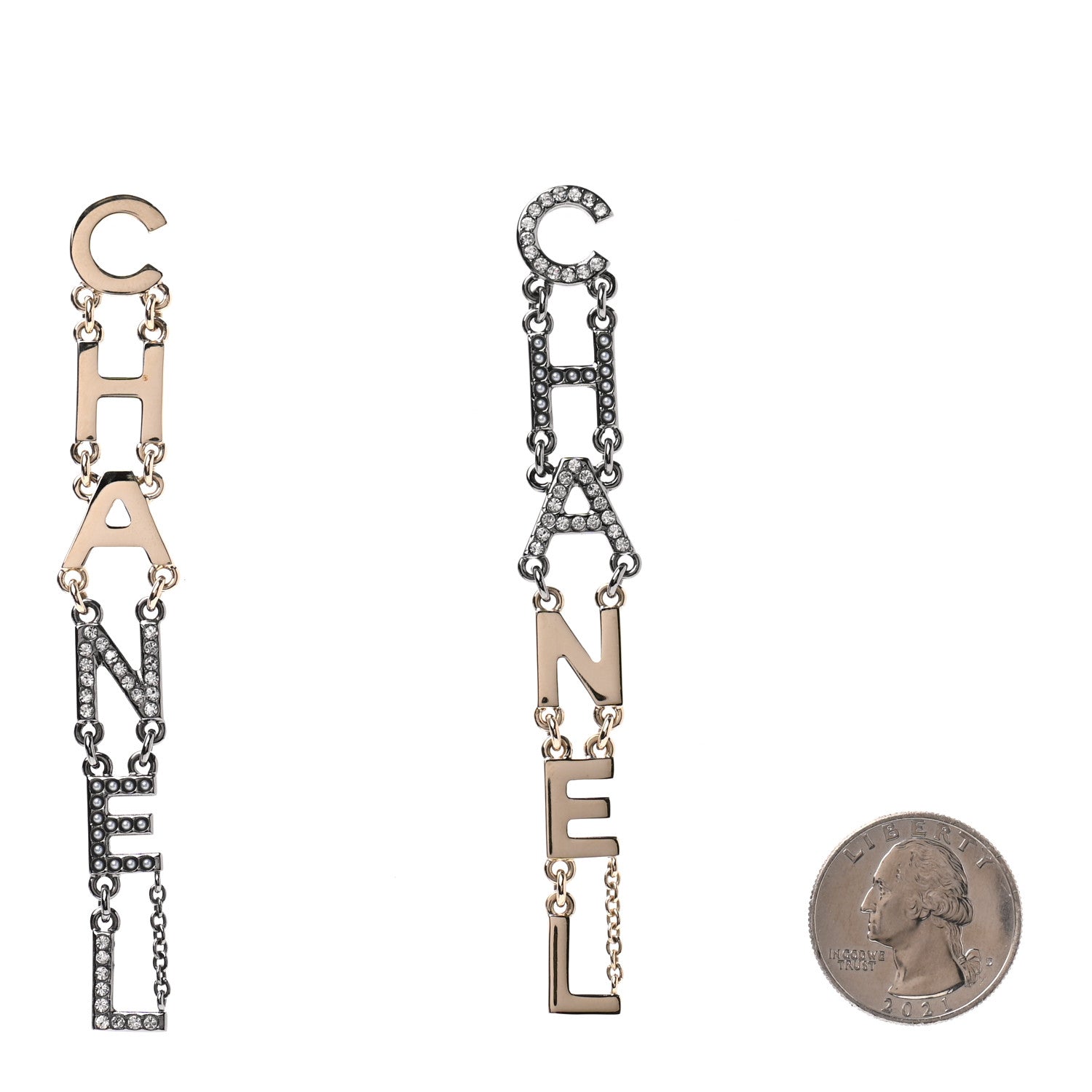 Chanel Crystal Pearl Chanel Bright Young Things Earrings Gold Ruthenium 2 of 4