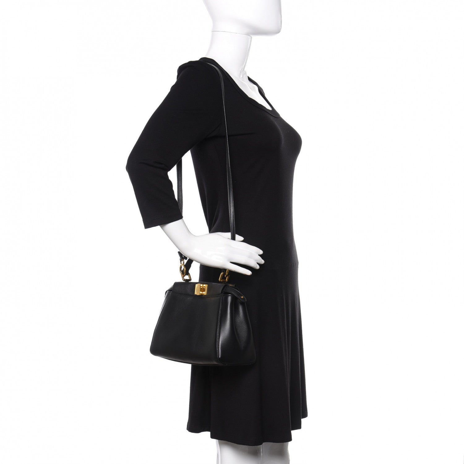 Fendi Nappa Mini Peekaboo Iconic Satchel Black 2 of 9