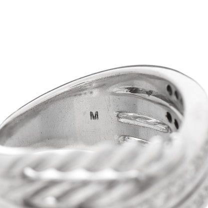 David Yurman Sterling Silver Diamond 11mm Crossover Ring 54 7 4 of 6