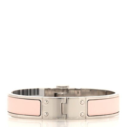 Hermes Enamel Charniere Uni Narrow Hinged Bracelet S Rose Candeur 3 of 5