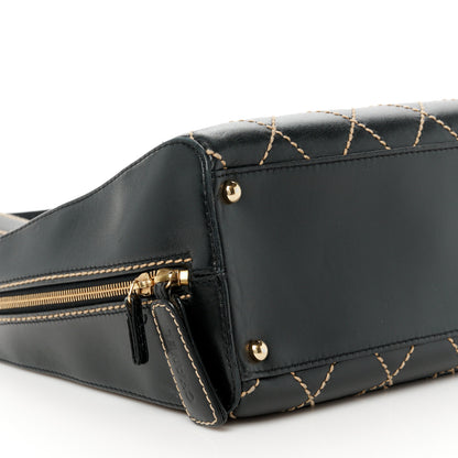 Chanel Calfskin Wild Stitch Vertical Top Handle Bag Black 9 of 12