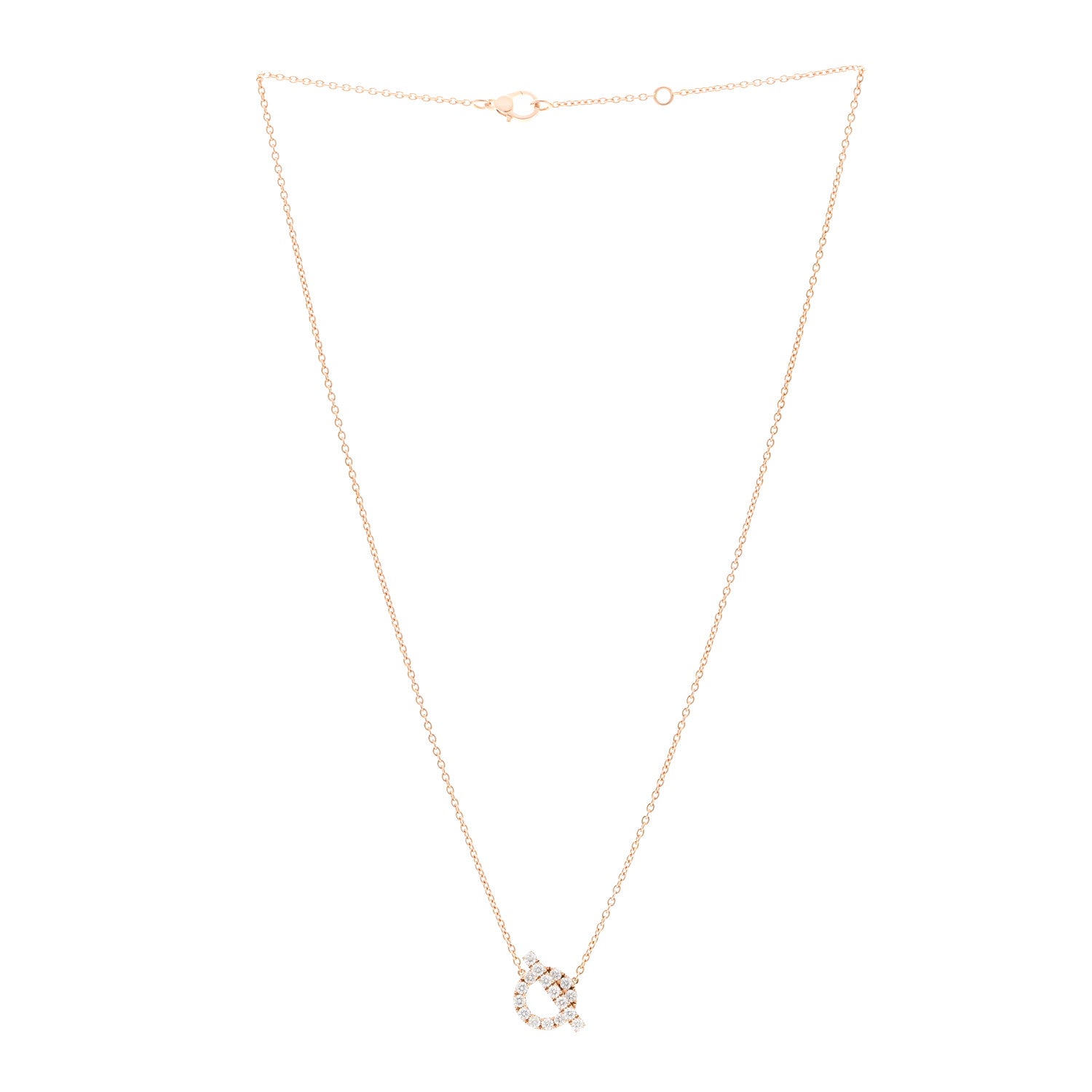 Hermes 18K Rose Gold Diamond Finesse Pendant Necklace 3 of 6