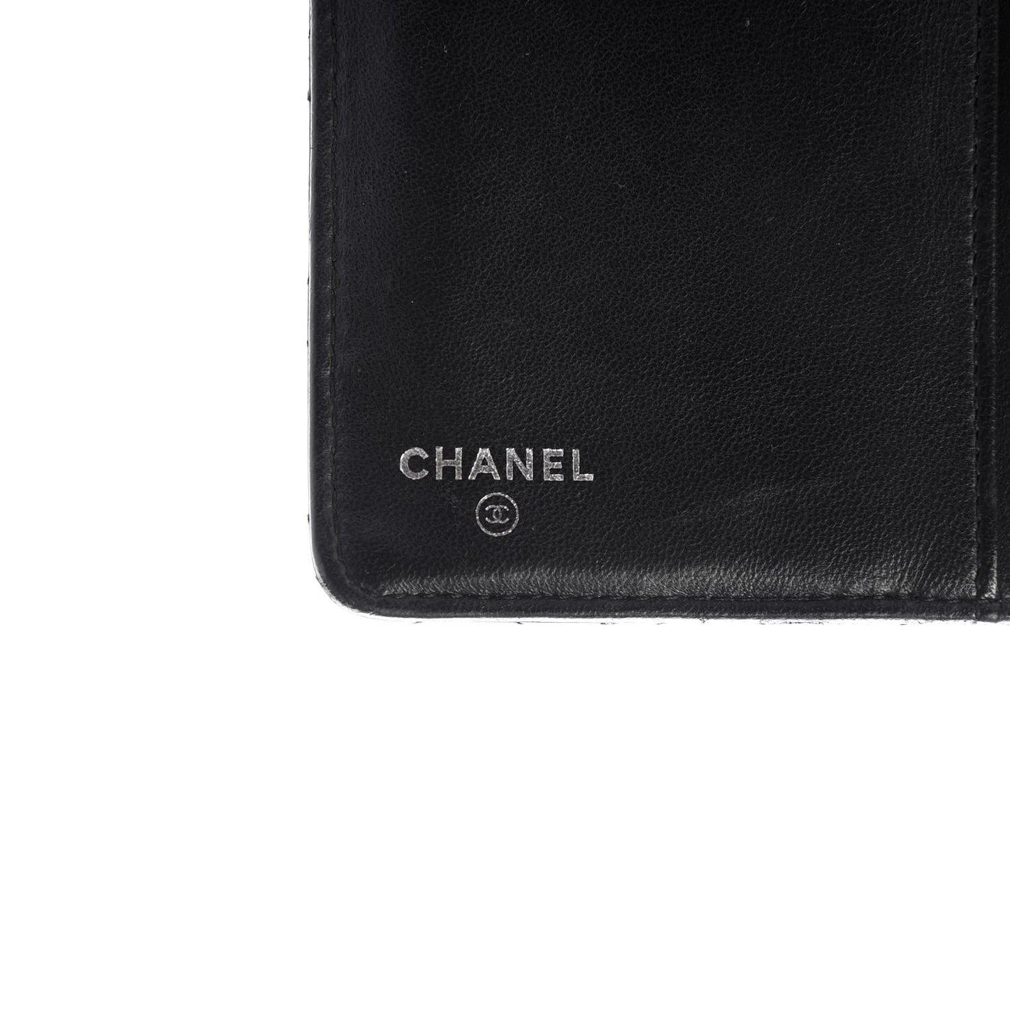 Lambskin Quilted Diamond CC Yen Wallet Black
