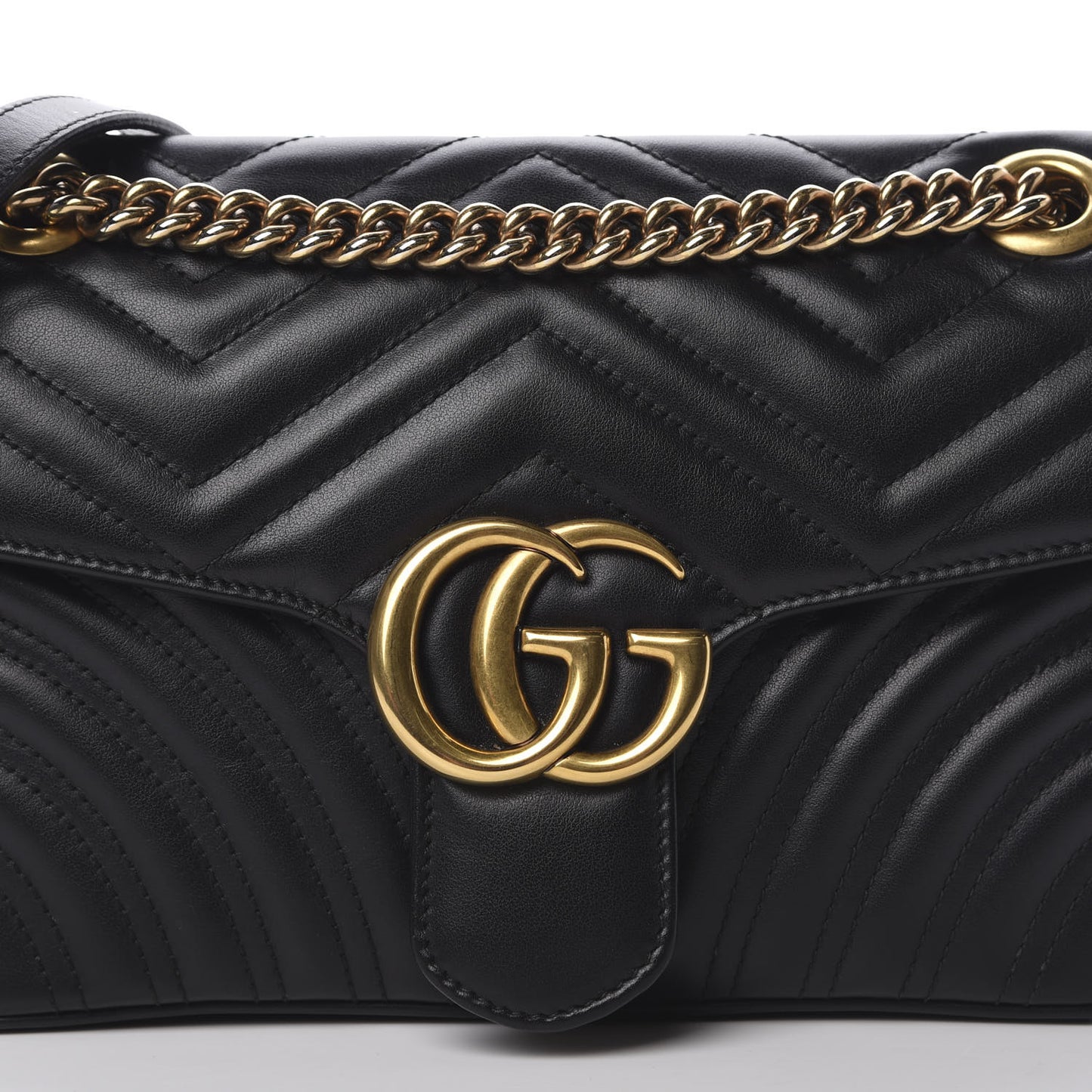 Calfskin Matelasse Small GG Marmont Shoulder Bag Black
