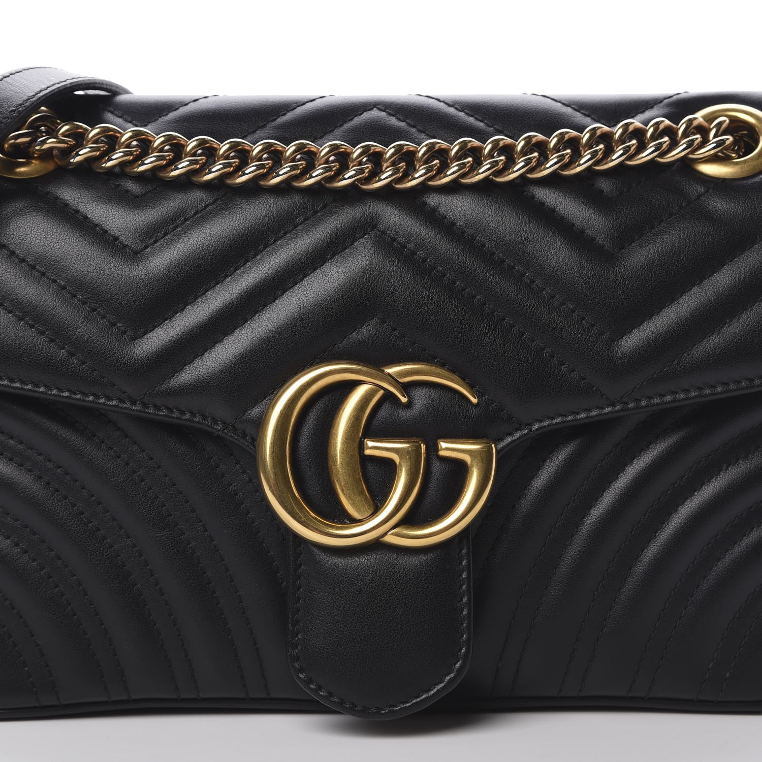 Gucci Calfskin Matelasse Small GG Marmont Shoulder Bag Black 9 of 12