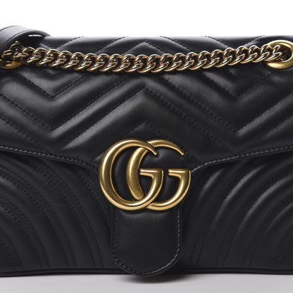 Gucci Calfskin Matelasse Small GG Marmont Shoulder Bag Black 9 of 12