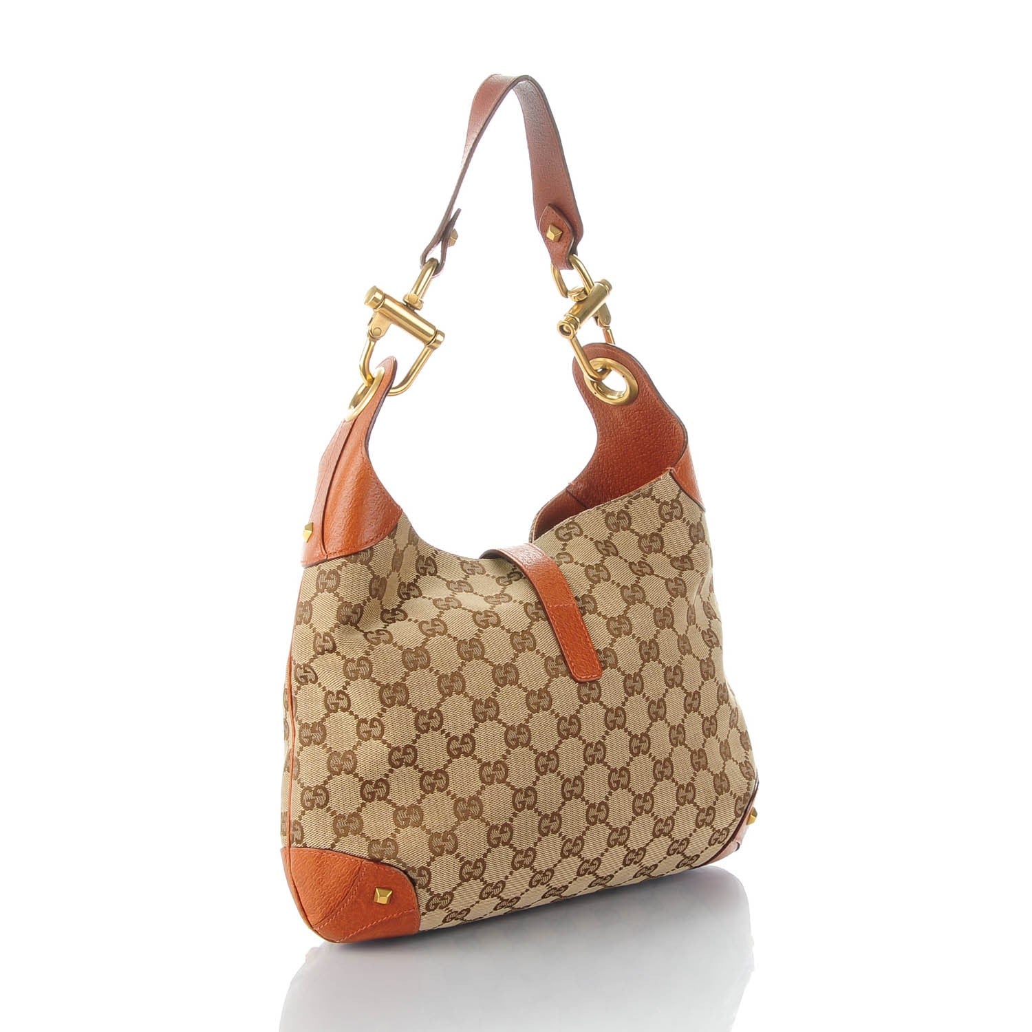Gucci Monogram Piston Lock Jackie O Hobo Tan 3 of 7