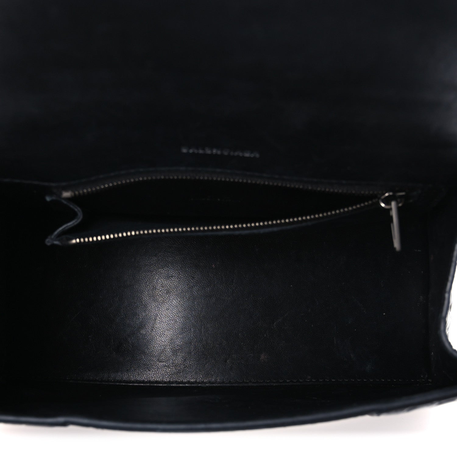 Balenciaga Shiny Calfskin Monochrome Crocodile Embossed Small Hourglass Top Handle Bag Black 5 of 14