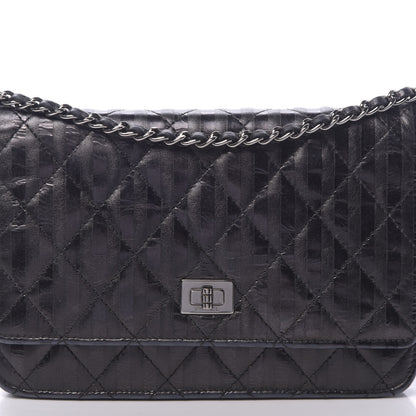 Chanel Aged Calfskin Striped Reissue Wallet On Chain WOC Black 12 of 12