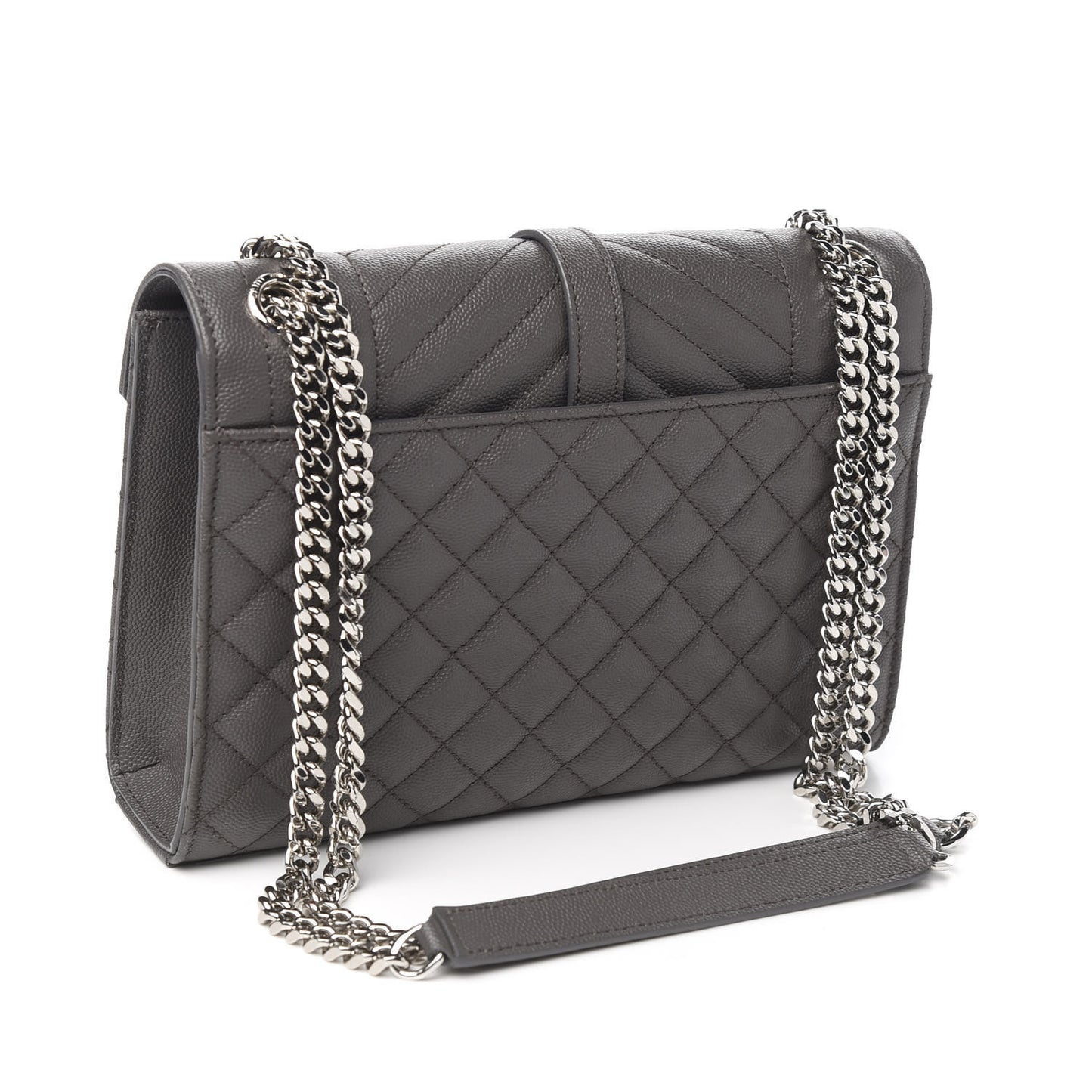 Grain De Poudre Textured Mixed Matelasse Medium Triquilt Monogram Satchel Earth