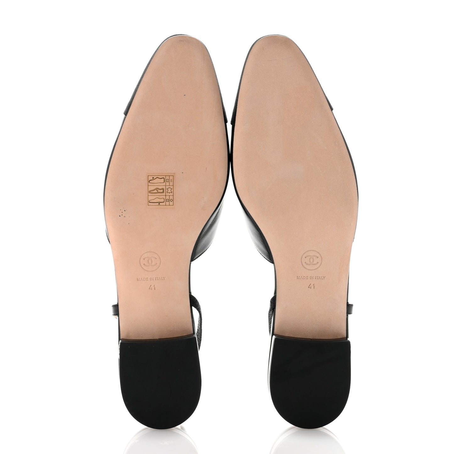 Goatskin Grosgrain Cap Toe CC Slingback Flats 41 Black