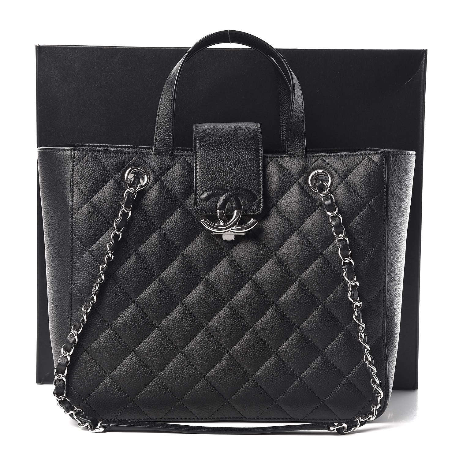 Chanel Caviar Quilted Small CC Box Shopping Tote Black 12 of 12