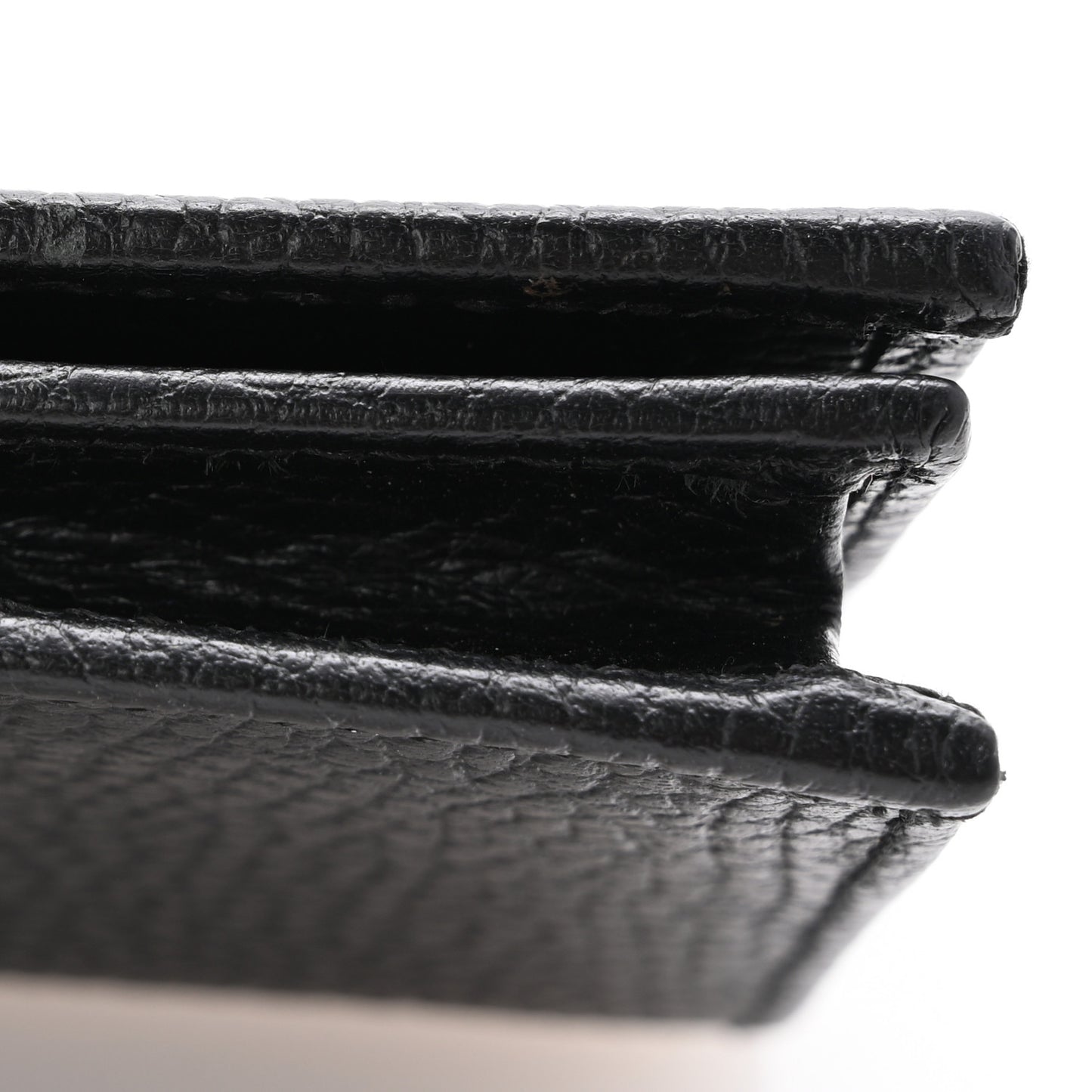 Dollar Calfskin Enamel Monochrome GG Marmont Card Case Black