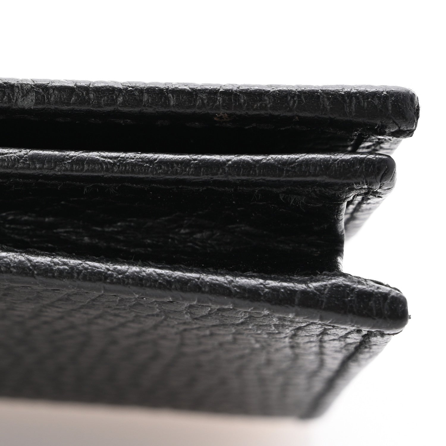 Gucci Dollar Calfskin Enamel Monochrome GG Marmont Card Case Black 10 of 11