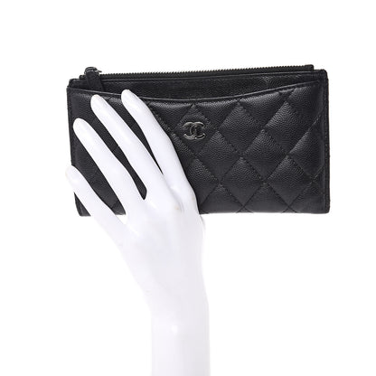 Chanel Iridescent Caviar Quilted Classic Zip Pouch Black 2 of 12