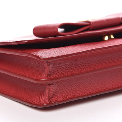 Prada Saffiano Fiocco Bow Flap Wallet Fuoco 6 of 10