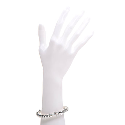 David Yurman Sterling Silver Diamond 7mm Cable Buckle Cuff Bracelet 2 of 6