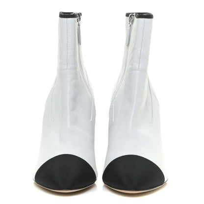 Chanel Lambskin Grosgrain CC Cap Toe Short Boots 40 White Black 2 of 14