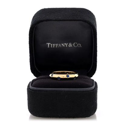Tiffany 18K Yellow Gold Blue Sapphire 4mm Etoile Band Ring 52 6 5 of 5