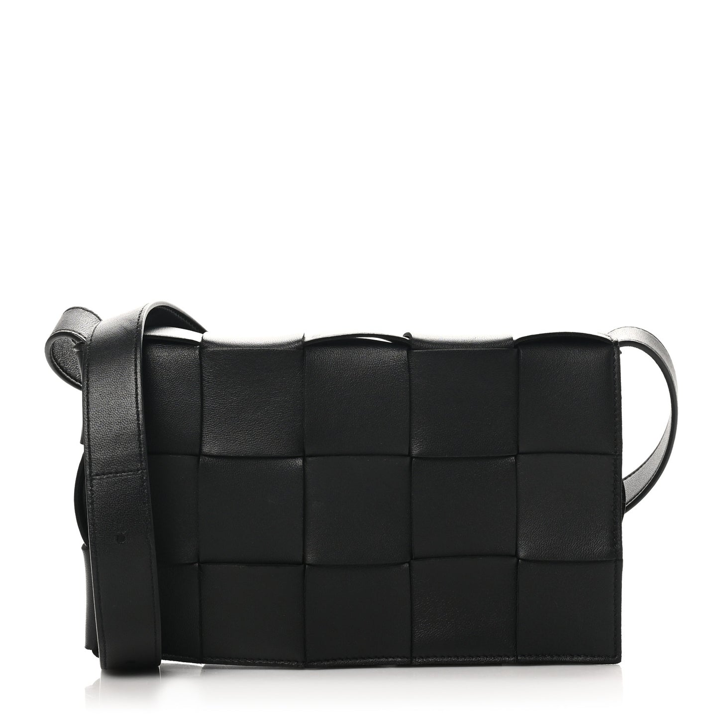 Lambskin Maxi Intrecciato Cassette Crossbody Bag Black