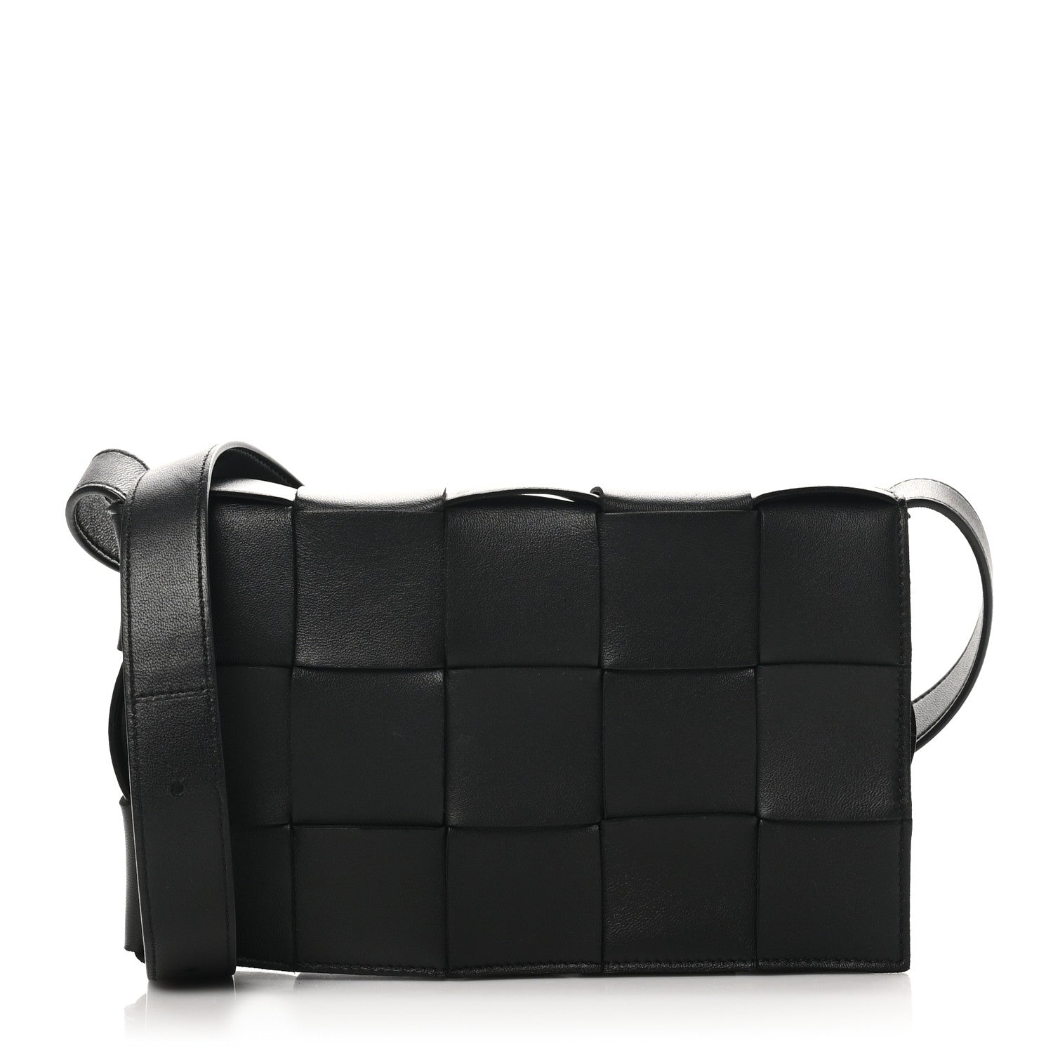 Bottega Veneta Lambskin Maxi Intrecciato Cassette Crossbody Bag Black 1 of 9