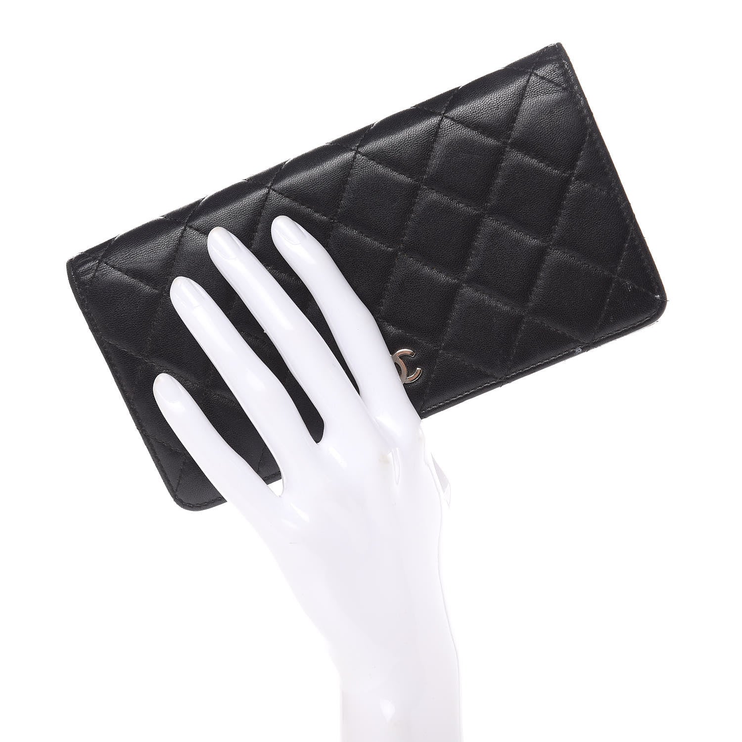 Chanel Lambskin Quilted Yen Wallet Black 2 of 17