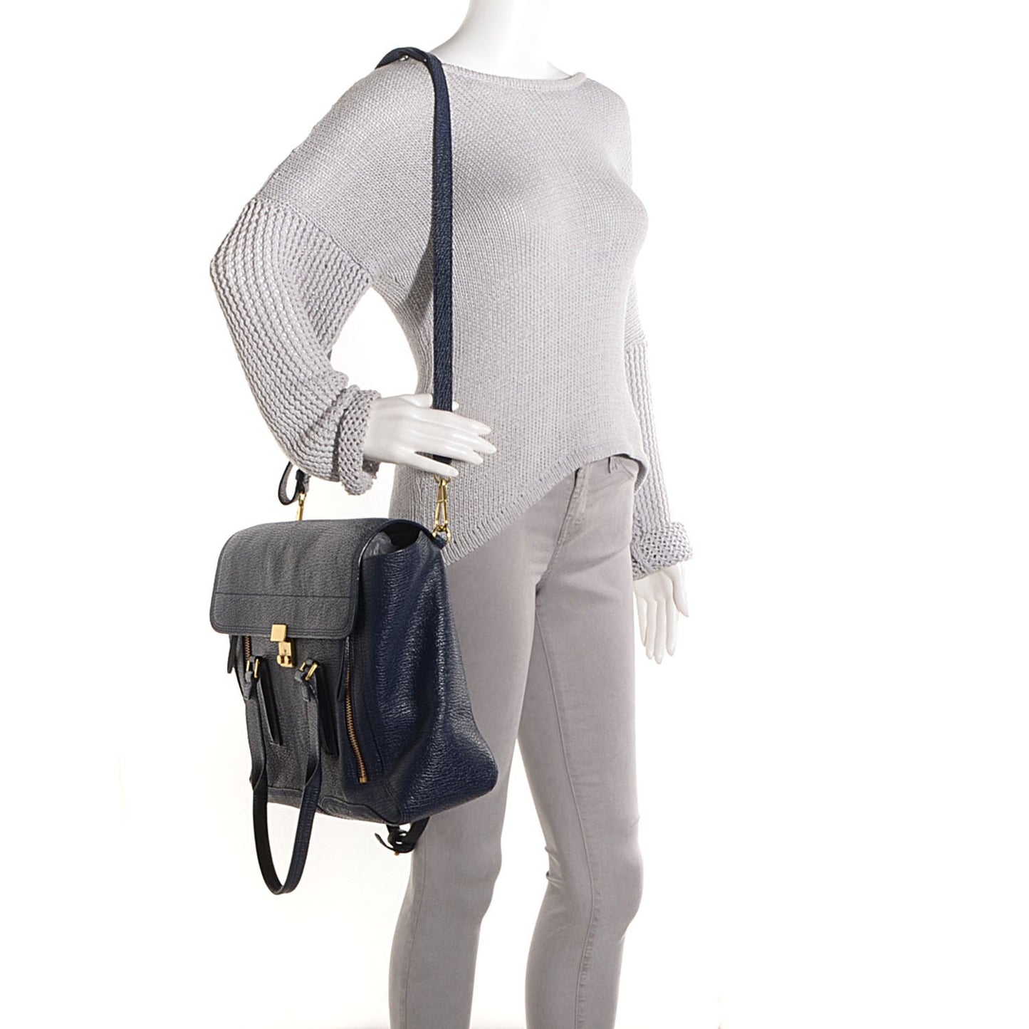 Textured Calfskin Large Pashli Satchel Ink