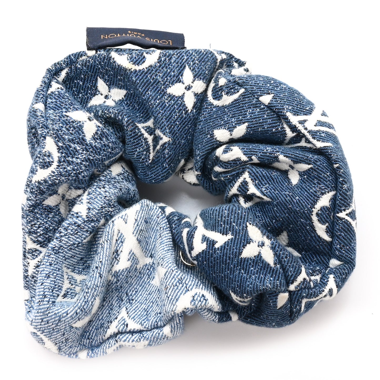 Cotton Denim Chouchou Scrunchy Bleu