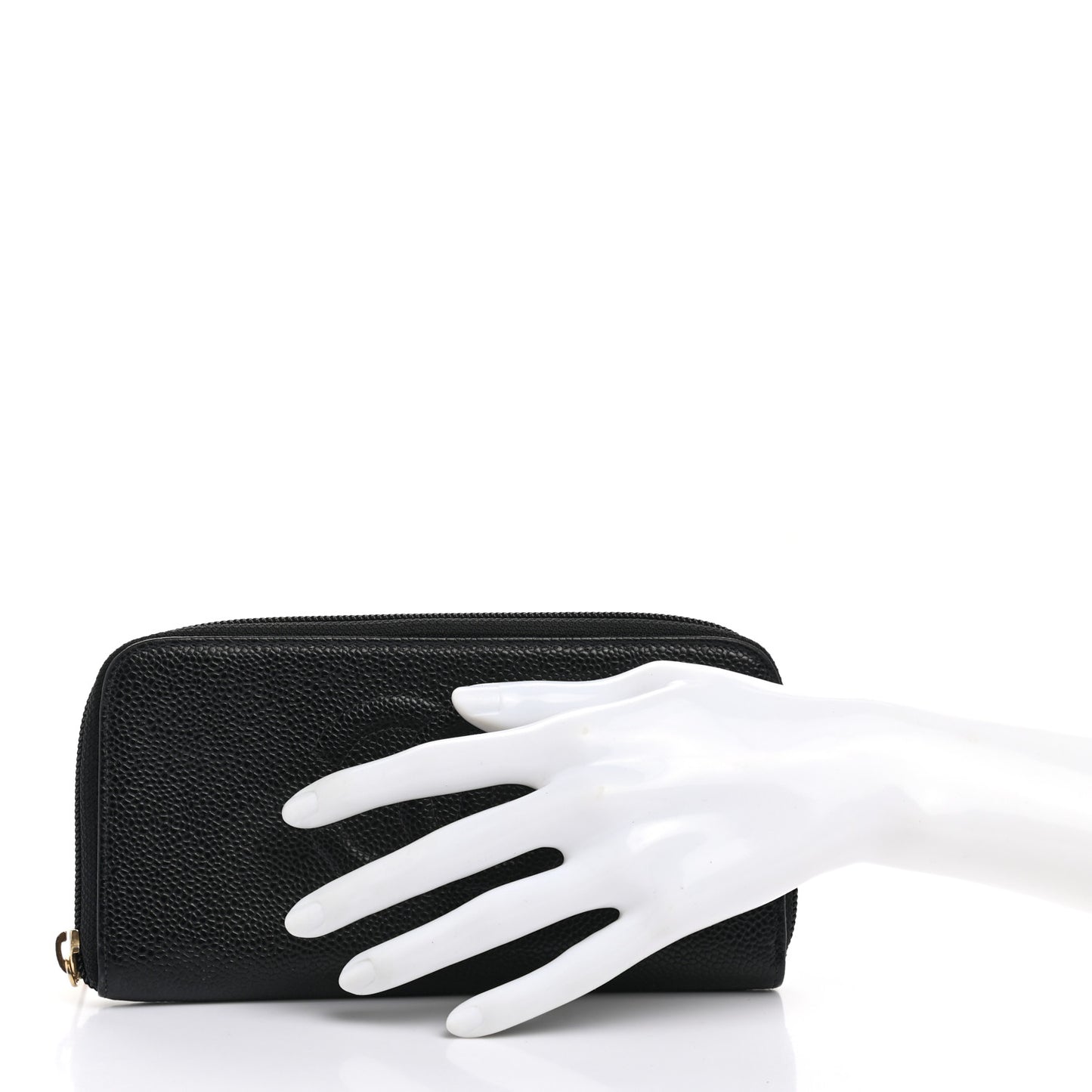 Caviar Large Timeless CC Zip Around Wallet Black