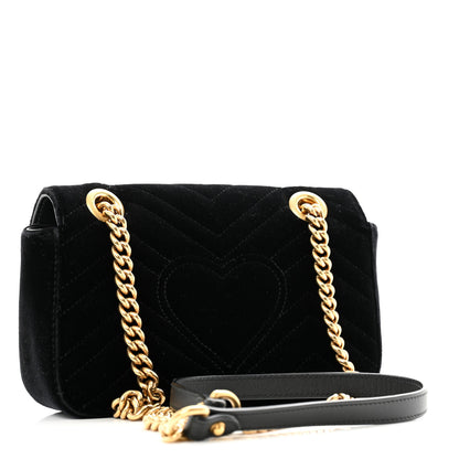 Gucci Velvet Matelasse Mini GG Marmont Shoulder Bag Black 3 of 13