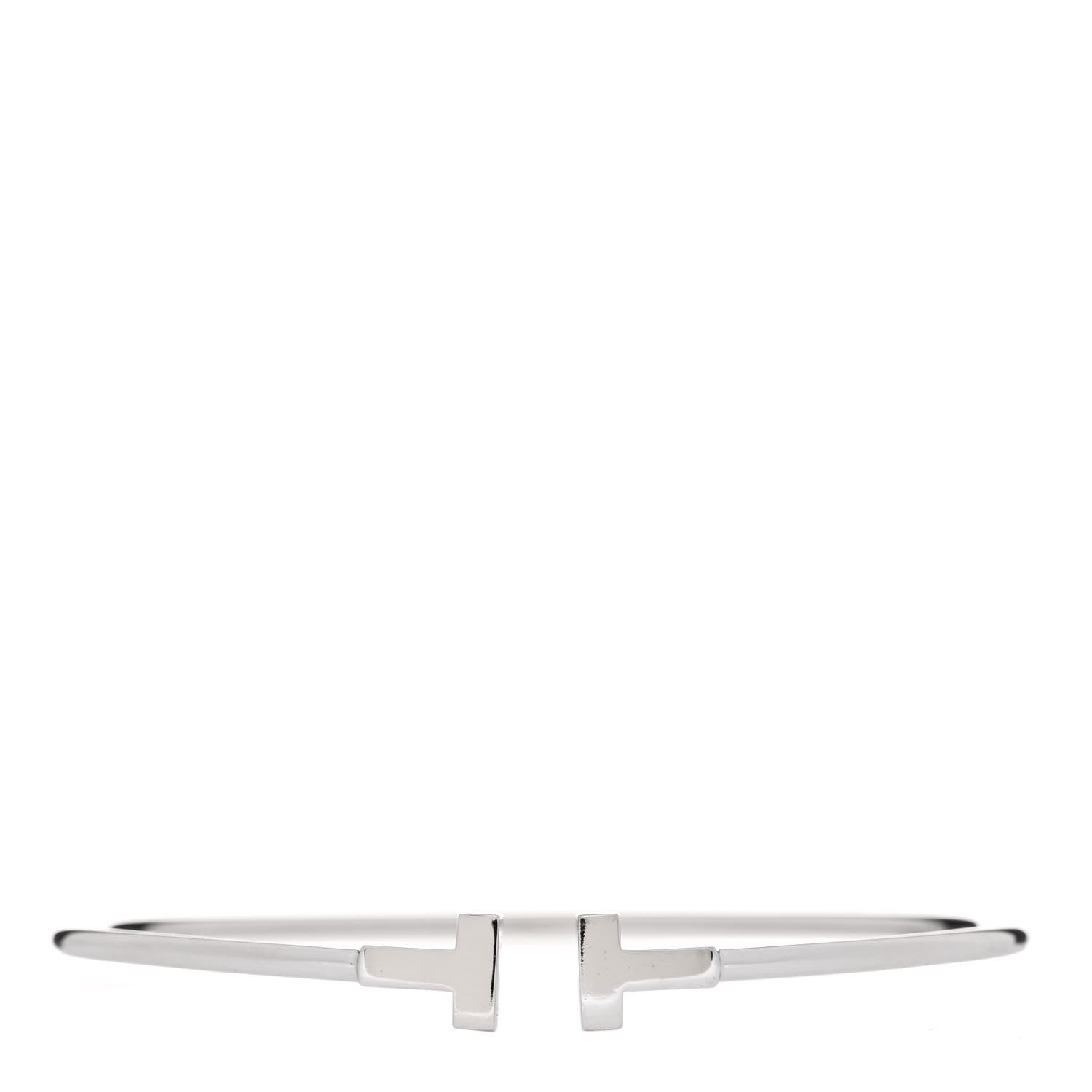 Tiffany 18K White Gold Narrow T Wire Bracelet 1 of 3