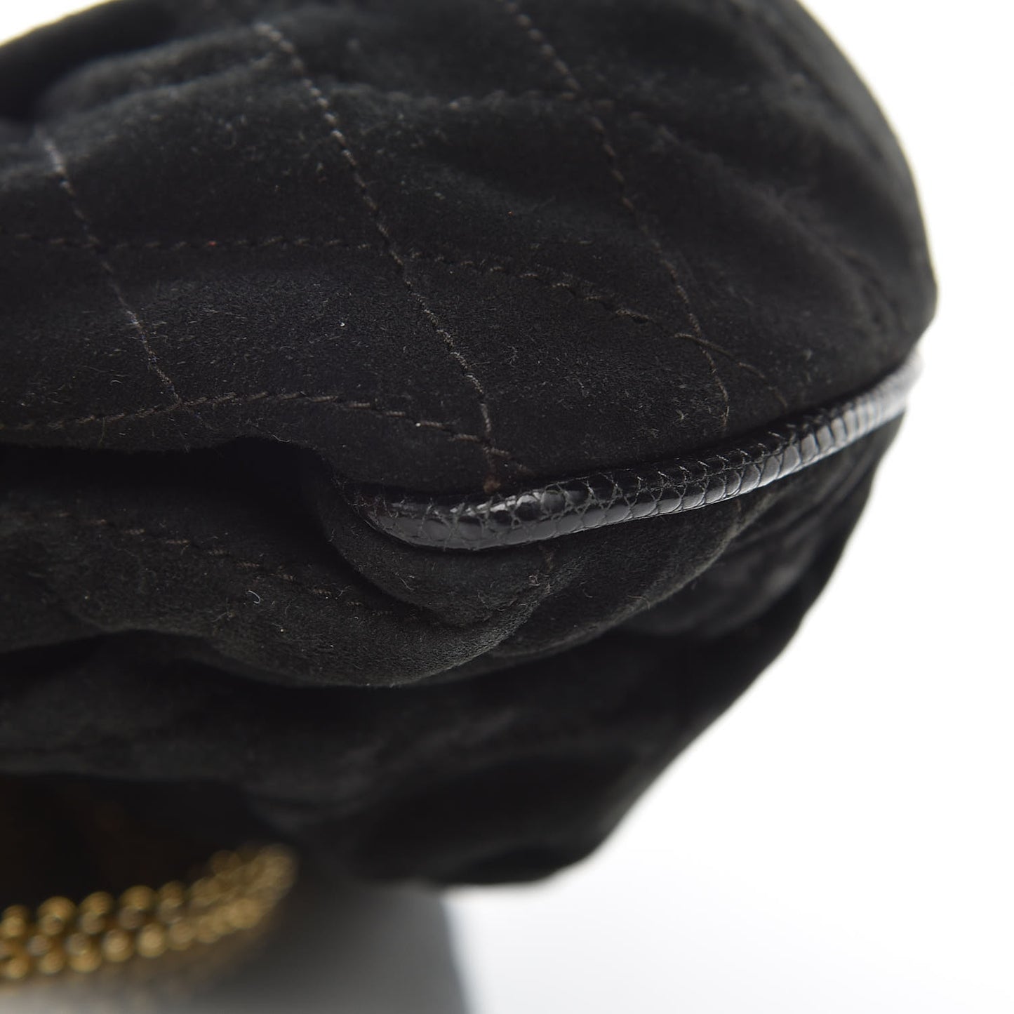 Suede Lizard Frame Clutch Black