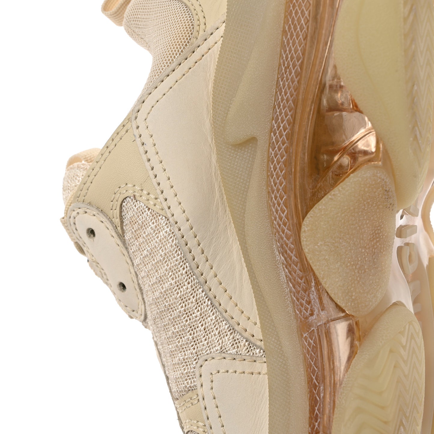 Fabric Mesh Clear Sole Womens Triple S Sneakers 37 Beige