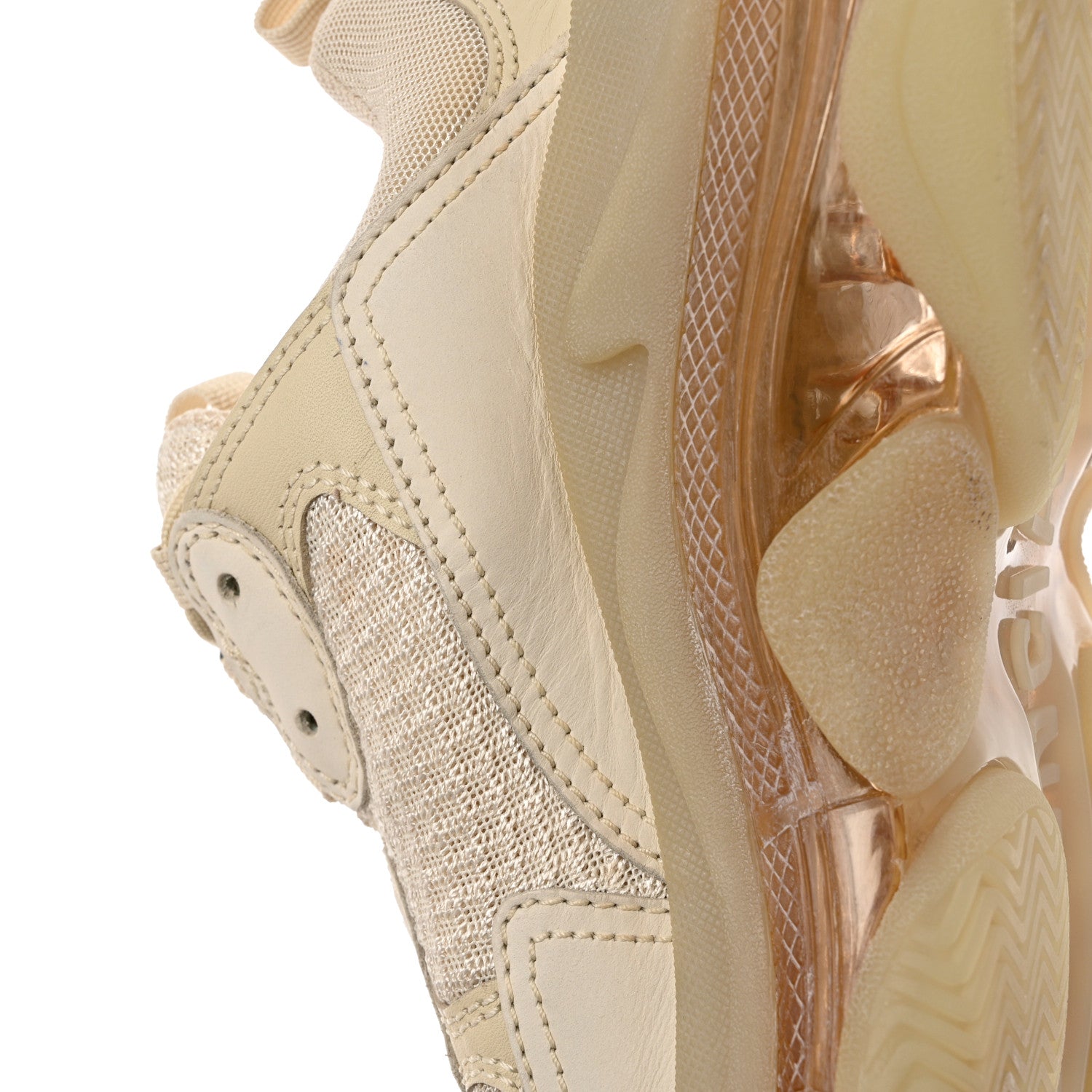 Balenciaga Fabric Mesh Clear Sole Womens Triple S Sneakers 37 Beige 9 of 10