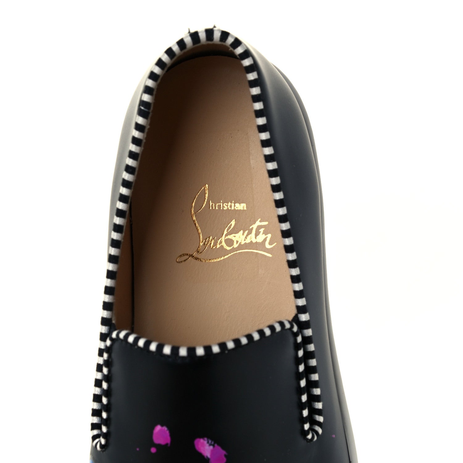 Christian Louboutin Calfskin Womens Loubi Love Flat Sneakers 35.5 Black Multicolor 10 of 13