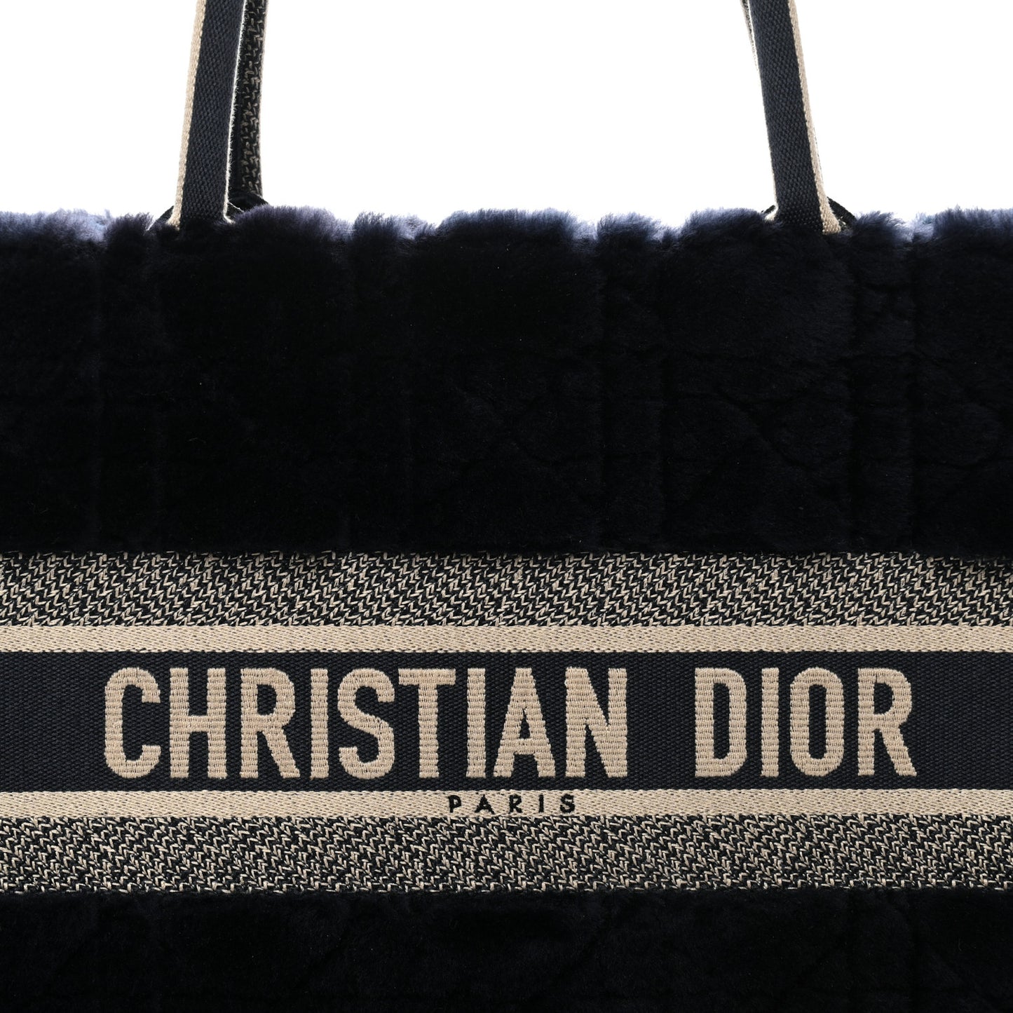 Shearling Cannage Medium Book Tote Deep Blue Natural