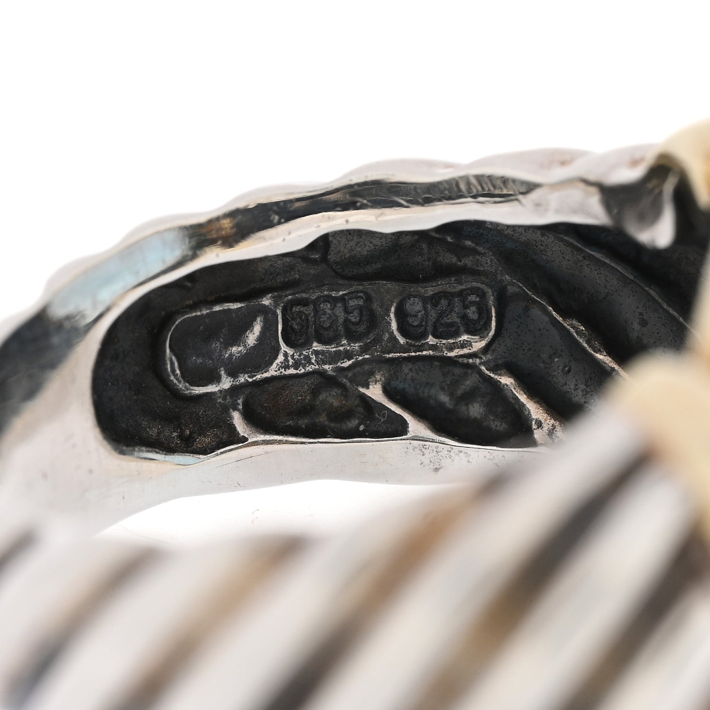 Sterling Silver 14K Yellow Gold Blue Topaz 14mm Noblesse Ring 49 4.75