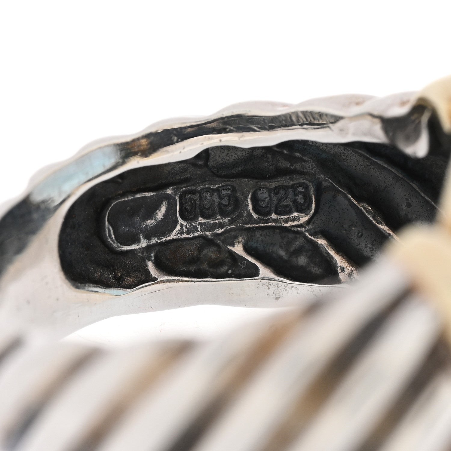 David Yurman Sterling Silver 14K Yellow Gold Blue Topaz 14mm Noblesse Ring 49 4.75 6 of 6