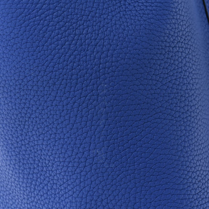 Hermes Taurillon Clemence Ostrich Touch Picotin Lock 22 Bleu Electrique 11 of 12