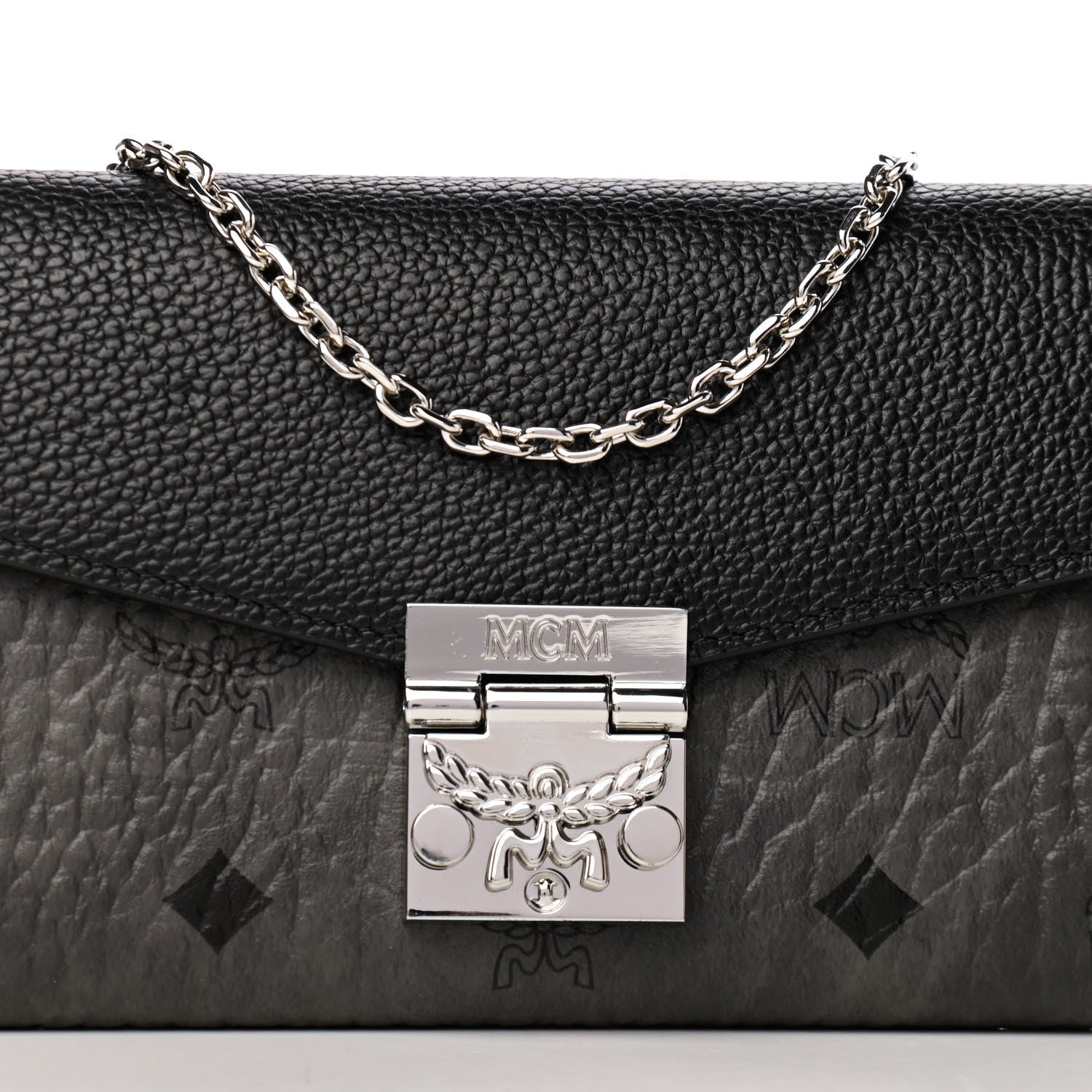 MCM Visetos Calfskin Large Patricia Wallet On Chain Black 8 of 9